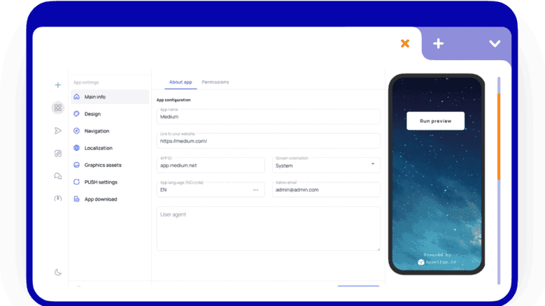 App builder mai nscreen
